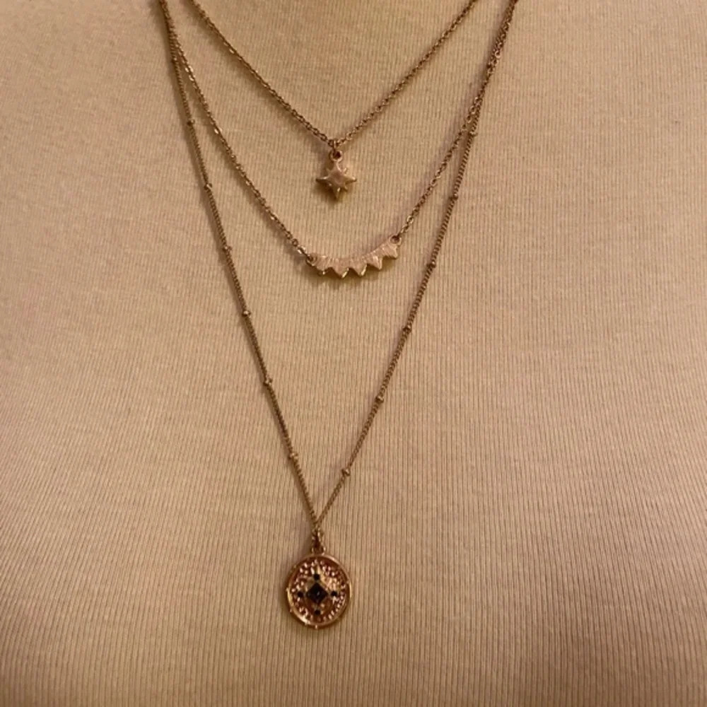 Anthropologie Gold Starry Layered Necklace